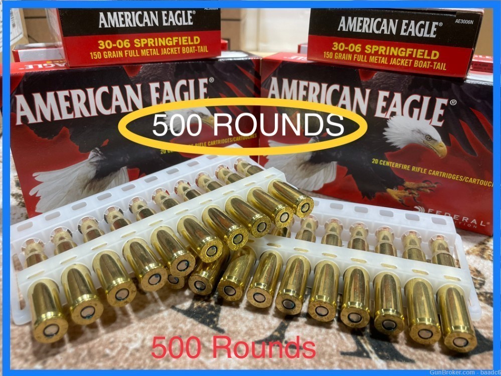 FEDERAL American Eagle 30-06 500 Round Case Brass 150 Grain FMJ Boat-Tail-img-0