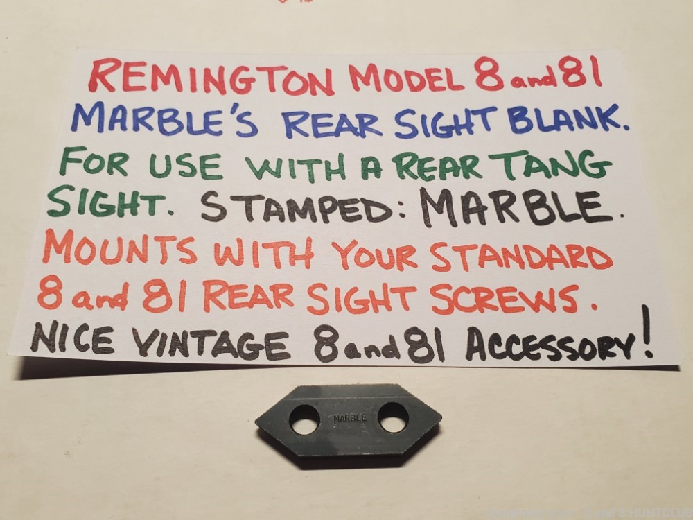REMINGTON Model 8 and 81 Woodsmaster Marble's Rear Sight Blank MARBLE NICE!-img-0