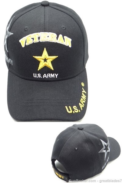 Army New Star Veteran Hat Black FREE SHIPPING!!!-img-0