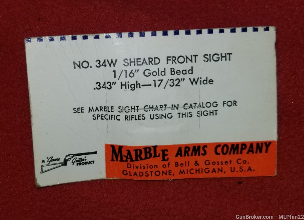 Marbles SHeard no 34W front sight new in pack -img-1