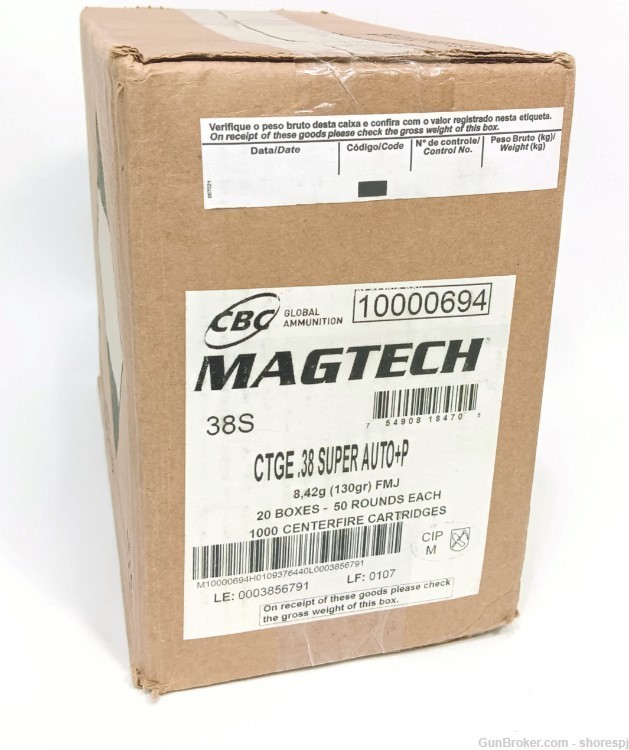 Magtech .38 Super Auto FMJ +P Box Of 1000 Rounds-img-0