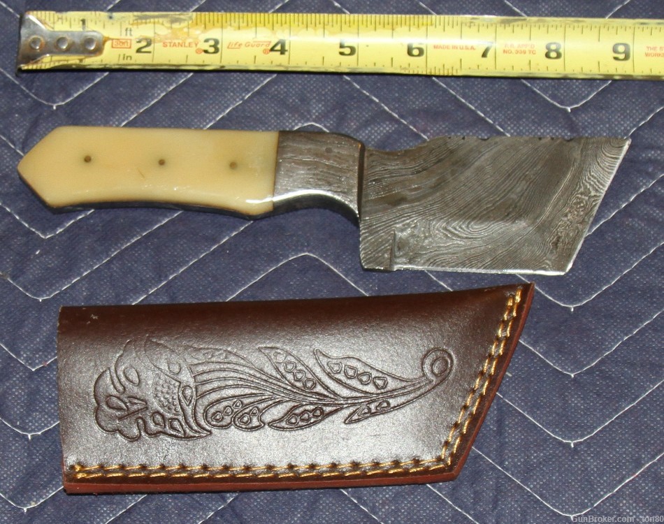 CUSTOM DAMASCUS STEEL KNIFE 8 INCH BONE HANDLE-img-0