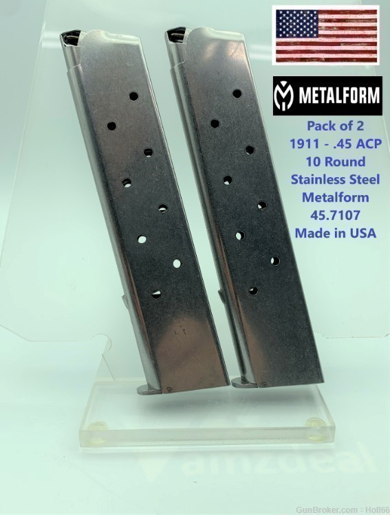 (Pack of 2) 1911 METALFORM 45.7107 FULL-SIZE MAG .45 ACP AUTO 10-ROUND CLIP-img-8