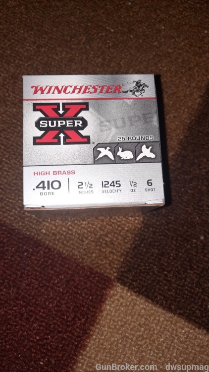 Winchester Super X full box 25 count 410ga shotgun shells 6 shot 2.5in-img-0