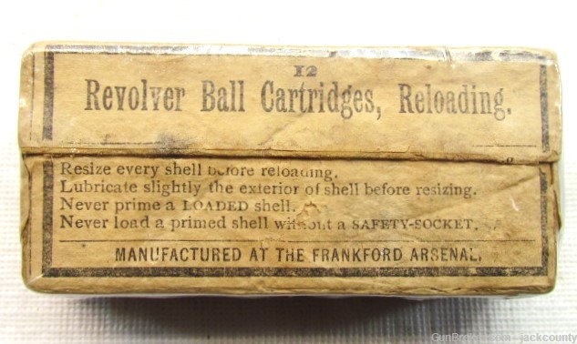 Vintage Box 12  Revovler Ball Catridges Frankford Arsenal 1892-img-0