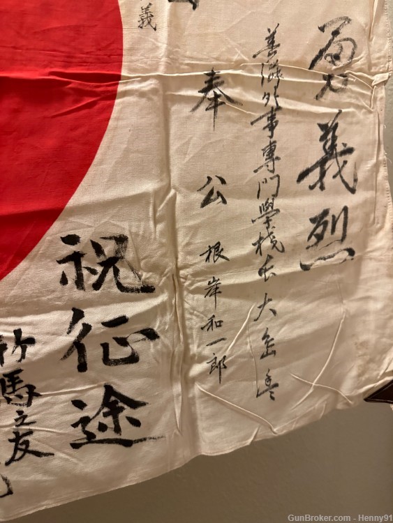 WWII Japanese Meatball Flag Hinomaru Signed Kanji Good Luck Farewell -img-7