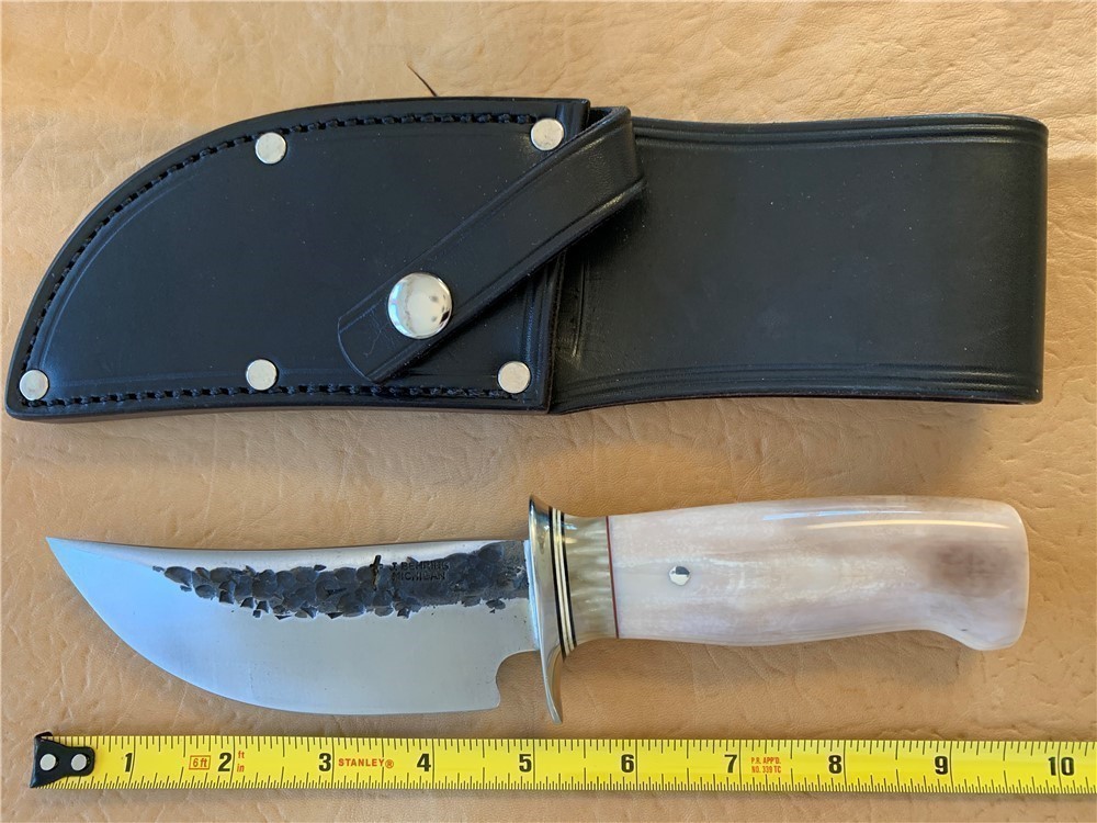 J. Behring Custom Hunting Knife, New With Sheath-img-1