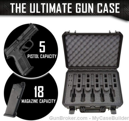 5 Pistol 18 Magazine DORO Heavy Duty Gun Case w/ Black Foam-img-4