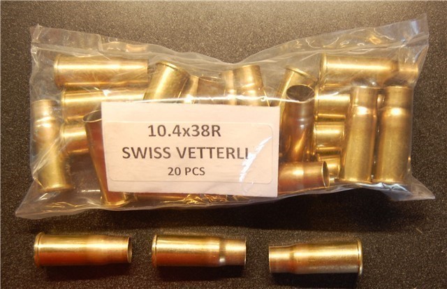 10.4x38R Swiss Vetterli (41 Swiss) Brass Boxer Casings (20)-img-0