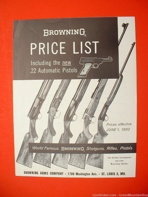 1962 OEM BROWNING Catalog, Price List, Factory Letter Set-Scarce!-img-1