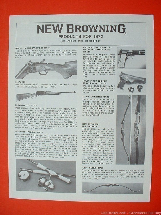 1972 OEM BROWNING Catalog, Price List, Flyers, Factory Letter - XLNT+-img-2