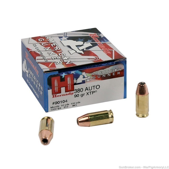 HORNADY AMERICAN GUNNER .380 ACP 90 GRAIN XTP HOLLOW POINT 25 RND BOX 90104-img-0
