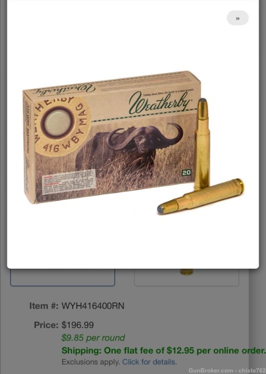 SALE - 14 Rounds 416 Weatherby Mag  400gr Round Nose Hornady DGX -img-4