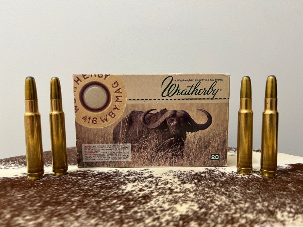 SALE - 14 Rounds 416 Weatherby Mag  400gr Round Nose Hornady DGX -img-0