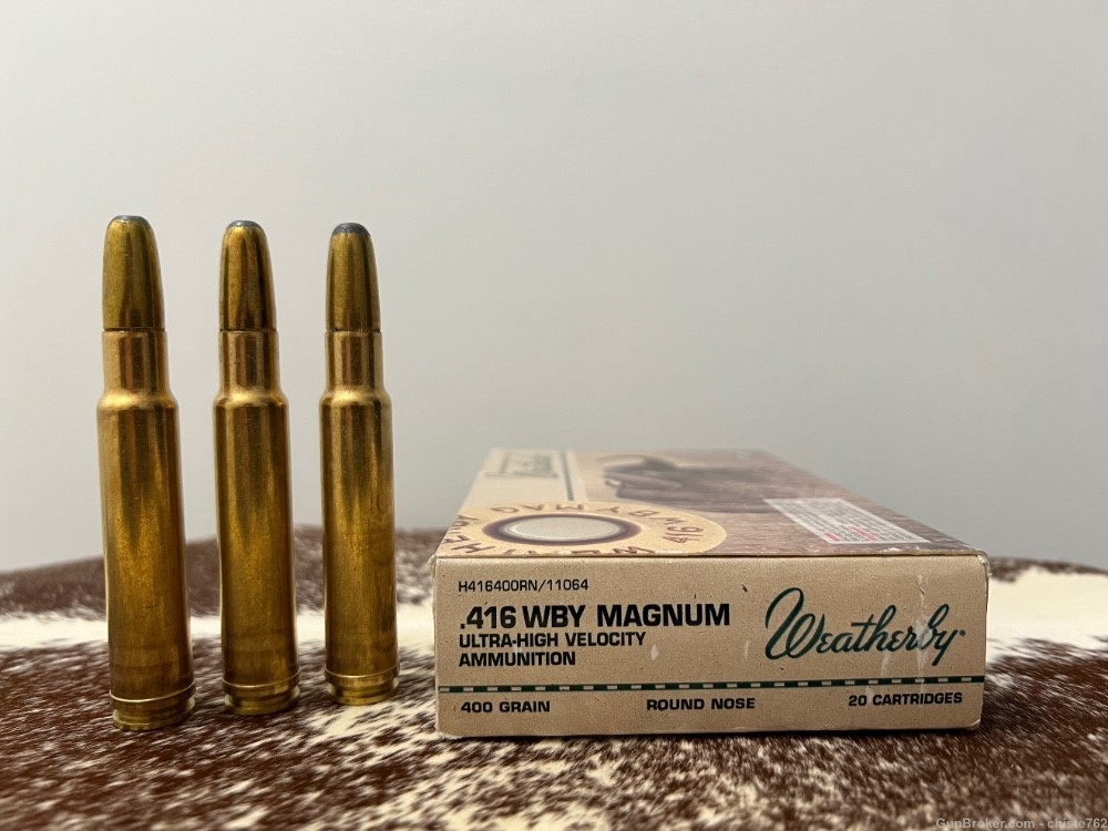 SALE - 14 Rounds 416 Weatherby Mag  400gr Round Nose Hornady DGX -img-1