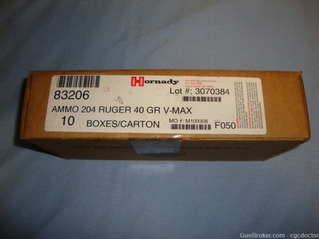 Hornady .204 Ruger 40 Gr V-Max Full Case (200 rounds)-img-0