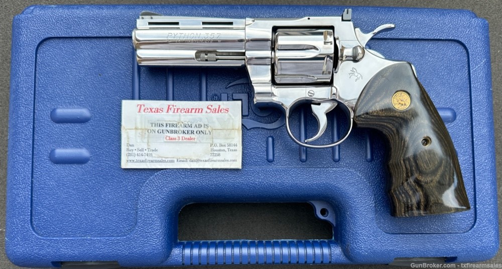 Colt Python Custom Bright Polished Stainless 4" .357 Magnum, 1983-img-0
