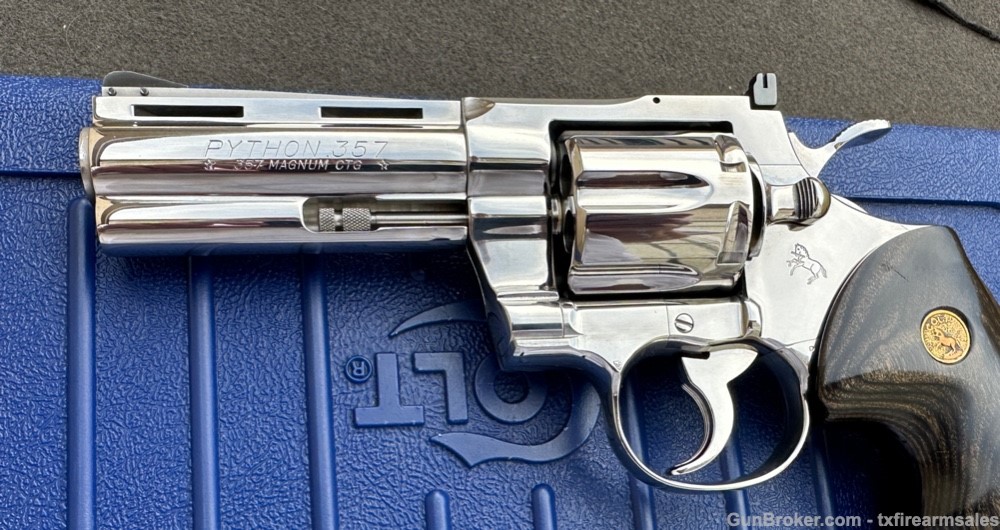 Colt Python Custom Bright Polished Stainless 4" .357 Magnum, 1983-img-5