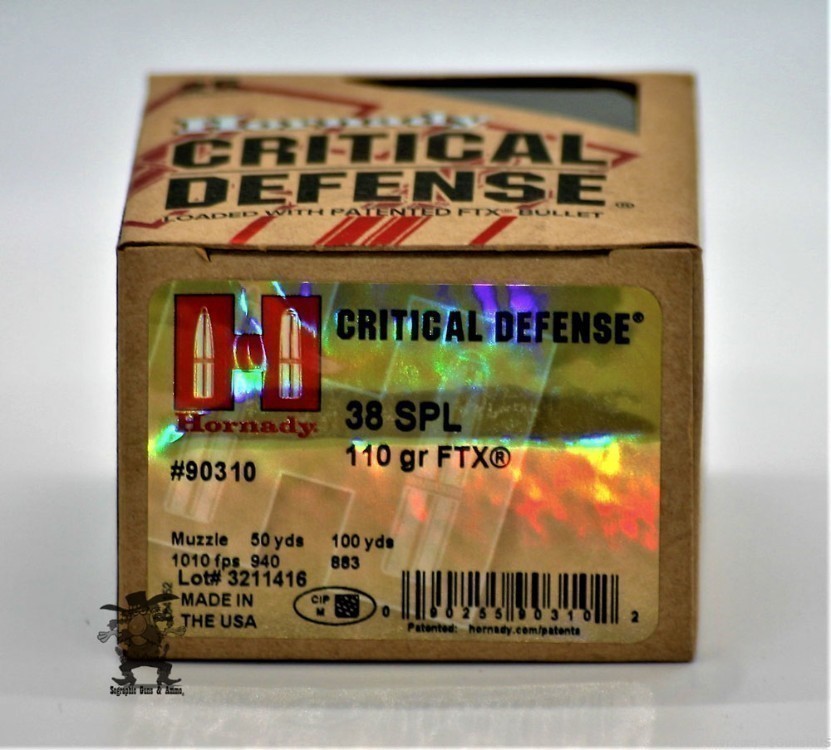 38 spl +P HORNADY Critical Defense 38 Special +P 110 Grain FTX Nickel Brass-img-1