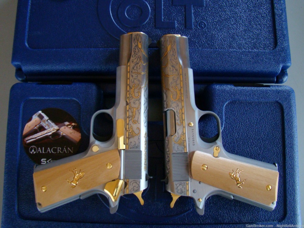 Pair of Colt 1911 Govt Alacran Scorpion .38 Super Pistols consecutive #'s !-img-1