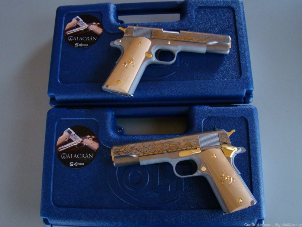 Pair of Colt 1911 Govt Alacran Scorpion .38 Super Pistols consecutive #'s !-img-8