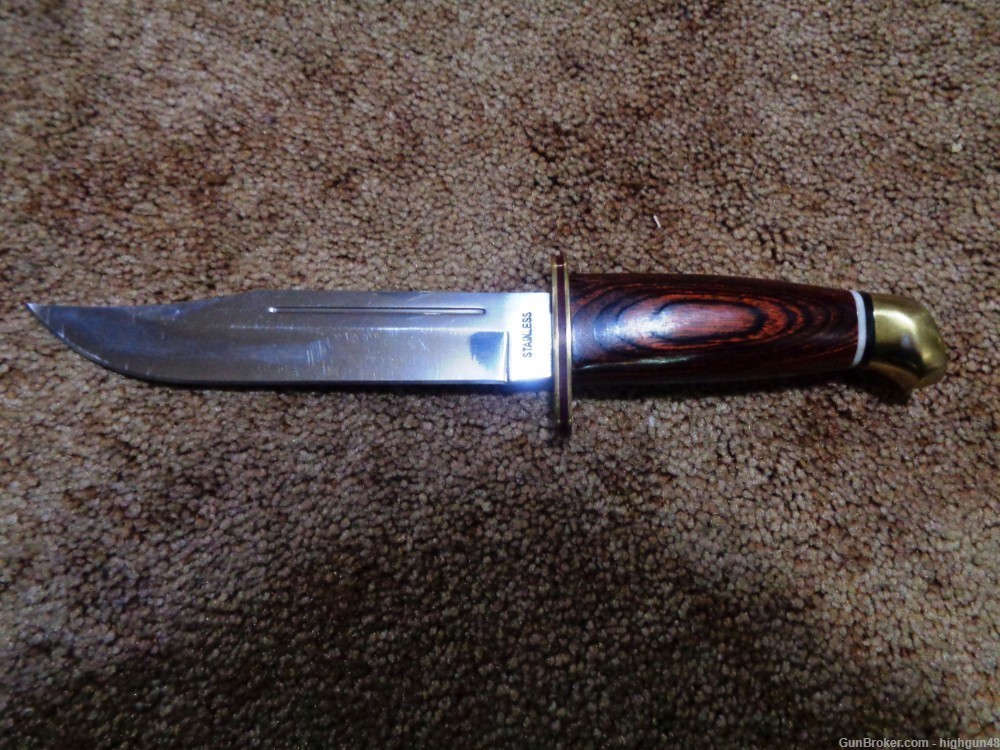 HK Hunting Knife Walnut Laminated Handle 6 13/16" SS Blade NIB-img-3
