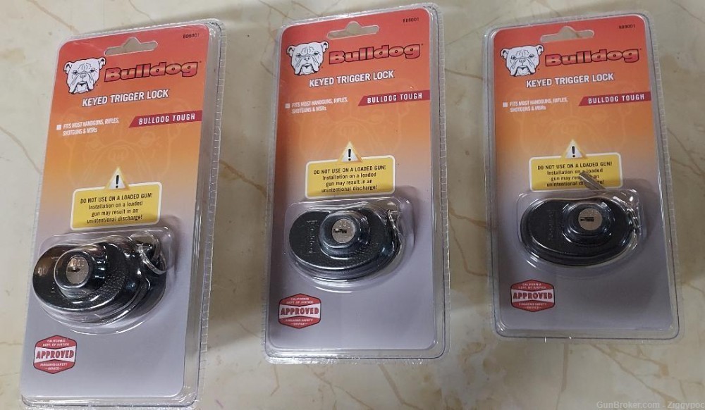 3 Factory New Bulldog Brand Keyed Trigger Locks-All 3 One Price-img-0
