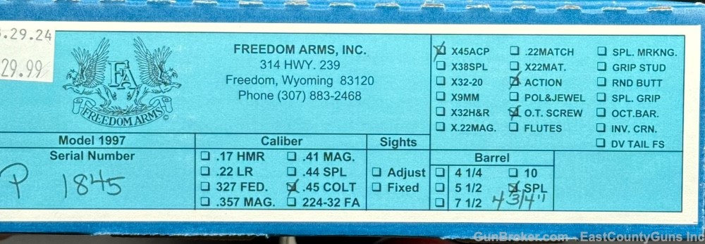 Freedom Arms Model 1997 Premier Grade 45LC / 45ACP - Dual Cylinder - Custom-img-5