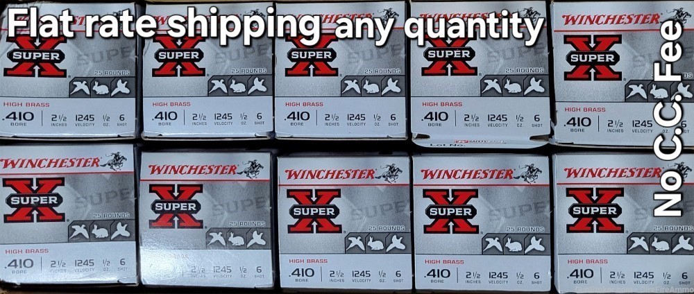 410 Winchester 6 shot high brass 2.5 inch .410 #6  2 1/2 inch 25 rounds -img-0
