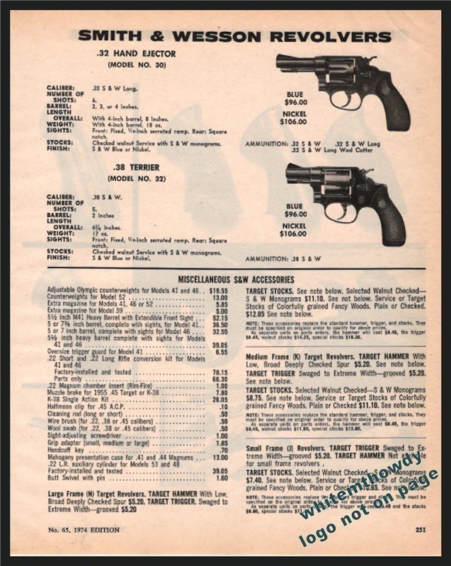 1974 SMITH & WESSON 30 & 32 Terrier Revolver PRINT AD-img-0
