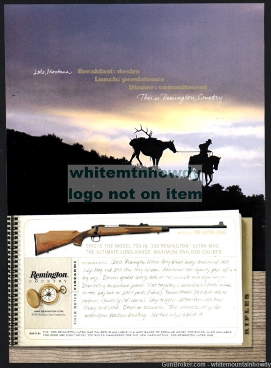 2000 REMINGTON Model 700 .300 Ultra Mag Rifle PRINT AD Buck on pack horse-img-0