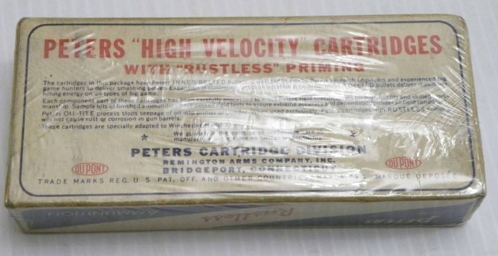 Full 20 Rd Vintage Box of Peters High Velocity 348 winchester 200 Gr SP-img-2