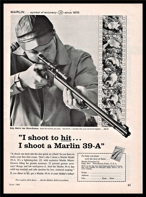 1962 MARLIN Model 39-A .22 Rifle PRINT AD-img-0
