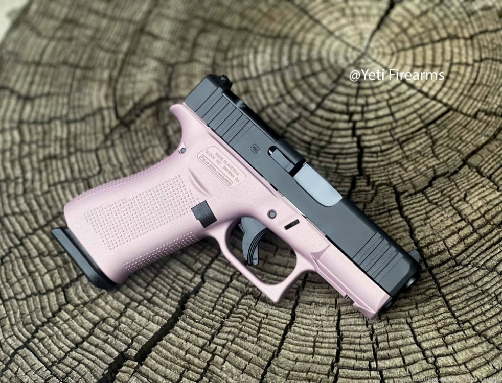 Glock 43X MOS 9mm Champagne Pink Cerakote No CC Fee 10rnd G43X Optic Ready -img-1