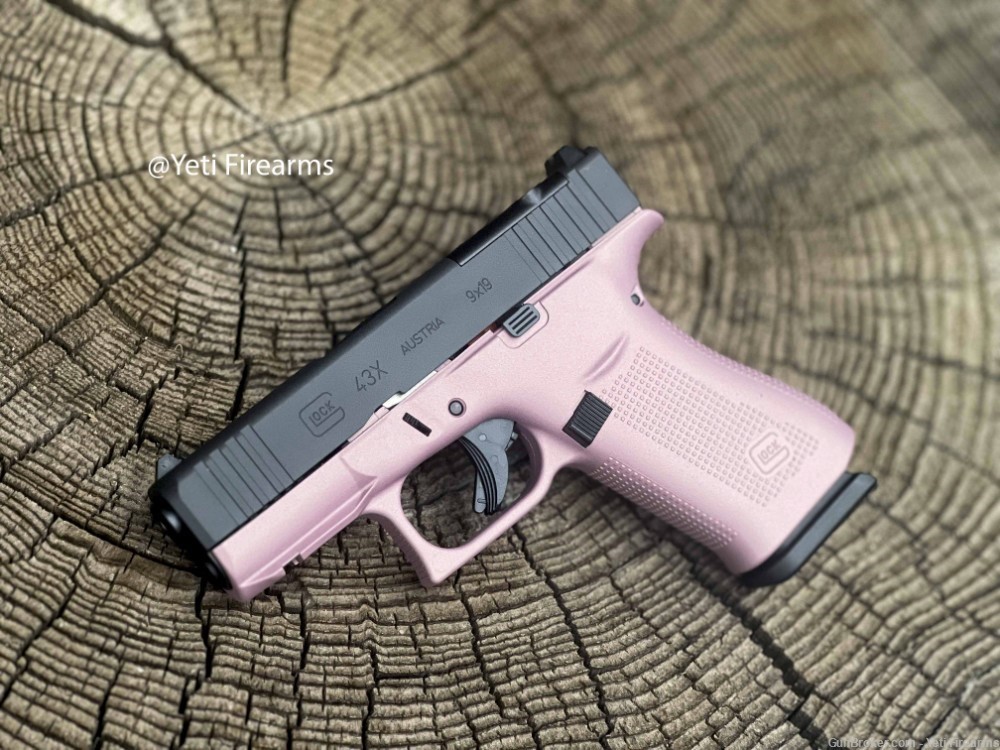 Glock 43X MOS 9mm Champagne Pink Cerakote No CC Fee 10rnd G43X Optic Ready -img-0