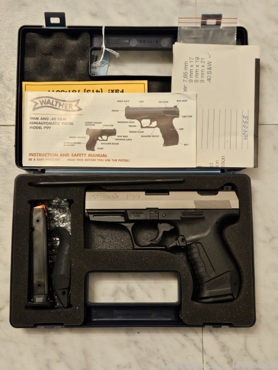 Walther Gen 1 P99 in Rare Nickel Finish - Two Tone Excellent Condition-img-0