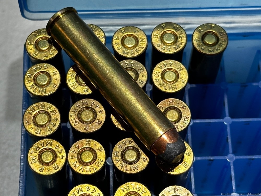 38 pieces of 444 Marlin ammo handloads and 1x fired brass cases -img-1