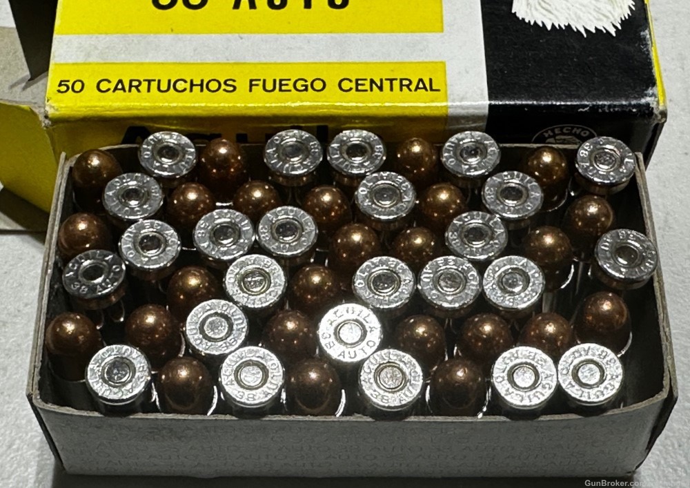 50 rounds of new Aquila 38 Auto Colt Pistol 130gr FMJ nickel plated ammo-img-1