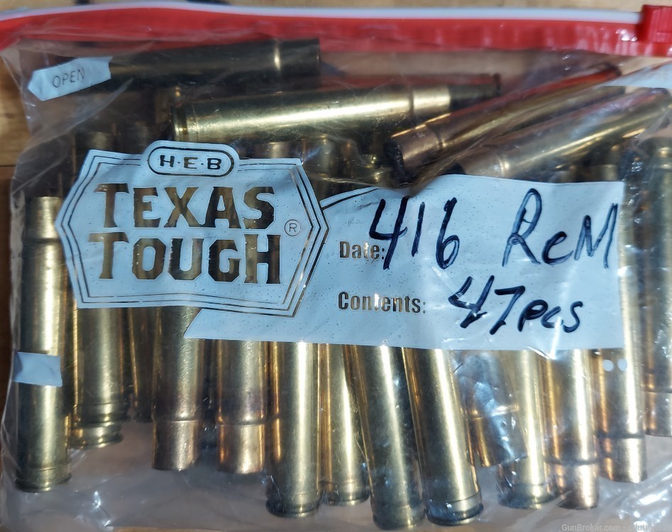 416 Remington Magnum brass once fired 47 pieces-img-0