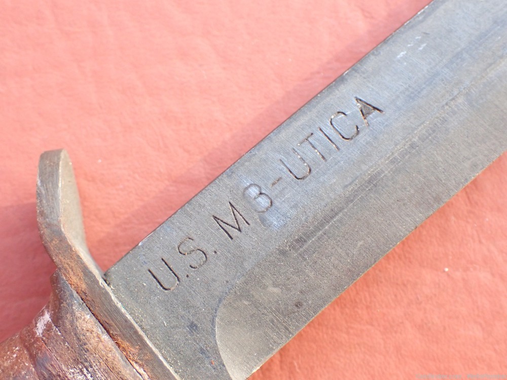 US WW2 M3 BLADE MARKED UTICA FIGHTING KNIFE WITH ORIGINAL SCABBARD-img-15