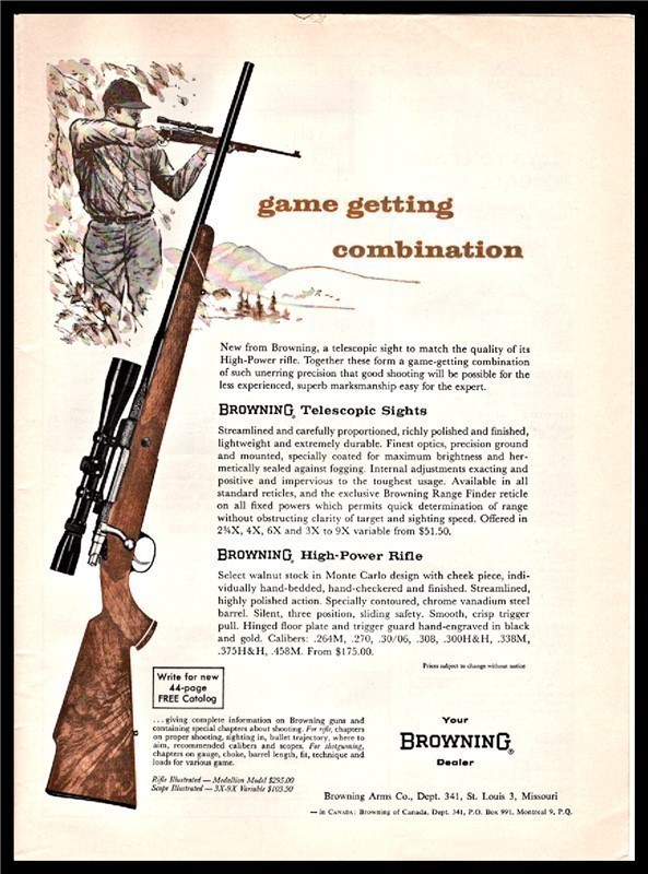 1962 BROWNING Medallion Rifle Vintage Firearms AD-img-0