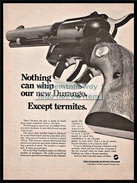 1970 HIGH STANDARD Durango Revolver Photo AD-img-0