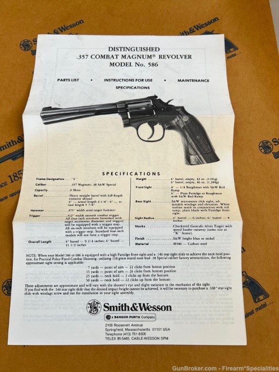 SMITH AND WESSON MODEL 586 REVOLVER FACTORY DOCUMENTS-img-2