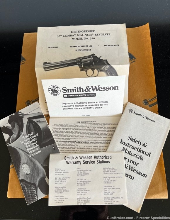 SMITH AND WESSON MODEL 586 REVOLVER FACTORY DOCUMENTS-img-1