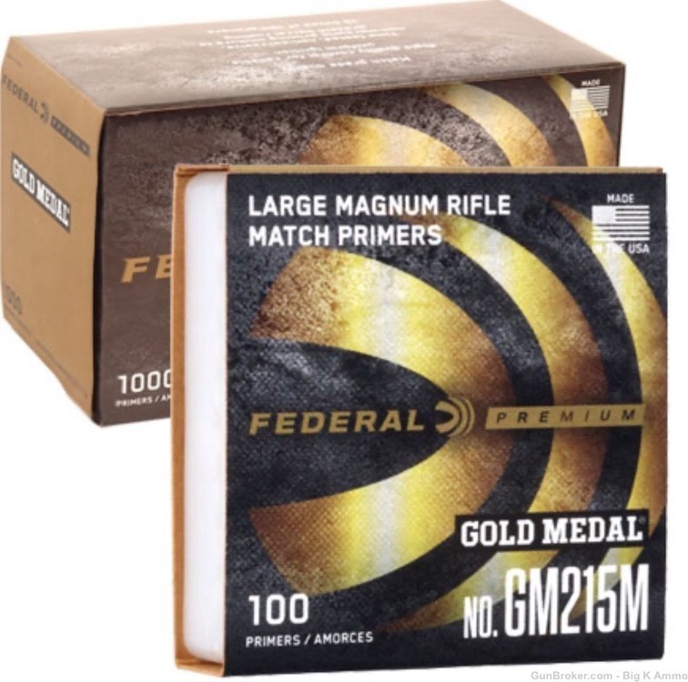 500 Count Federal Premium Gold Medal No. GM215M Large Rifle Mag Primers-img-1