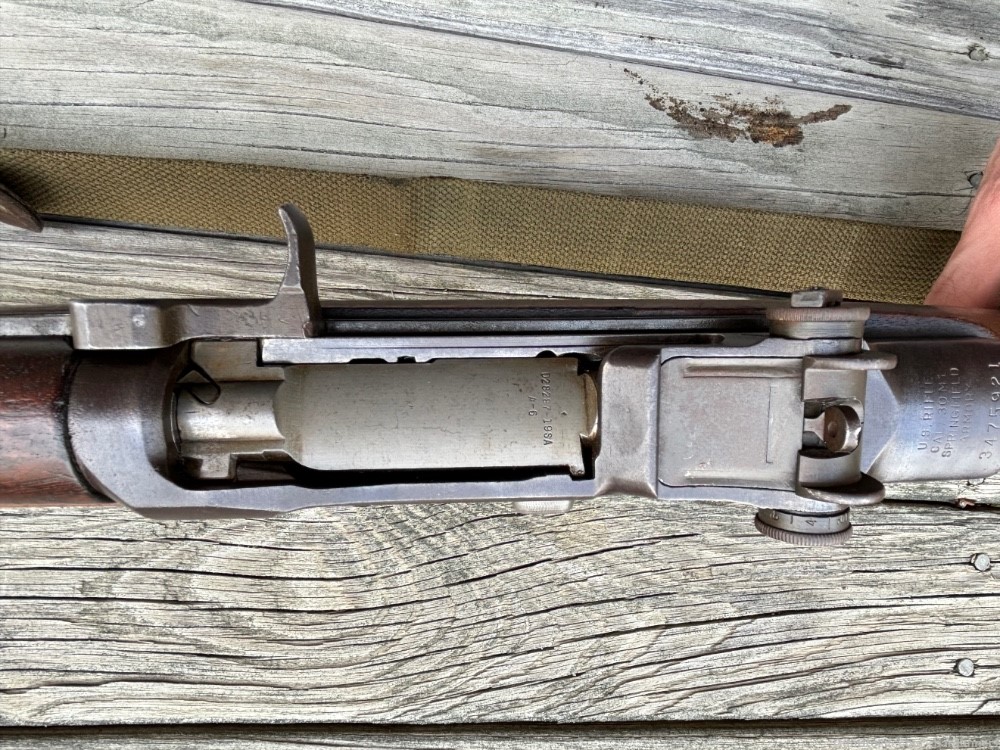 WWII WW2 us springfield M1 garand rifle lockbar uncut 1945 correct matching-img-1