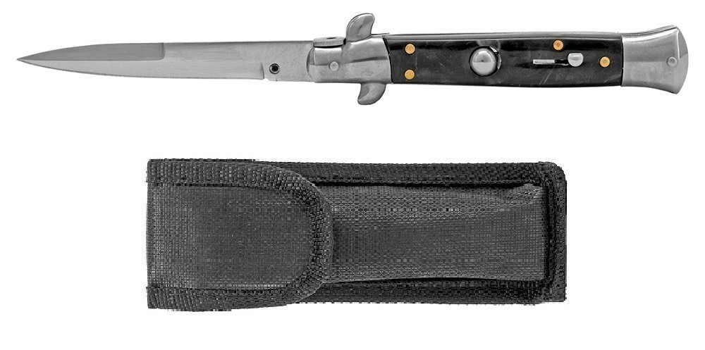 Traditional Switchblade Italian Style Automatic Knife - Black-img-0