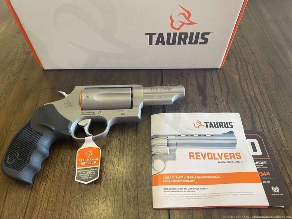 Taurus Judge Revolver Stainless 45 Colt 410 Ga 5 Shot 2.5” 2-441039T NIB-img-0