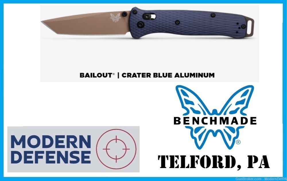 Benchmade Bailout Crater Blue Aluminum Tanto NEW in TELFORD PA-img-0