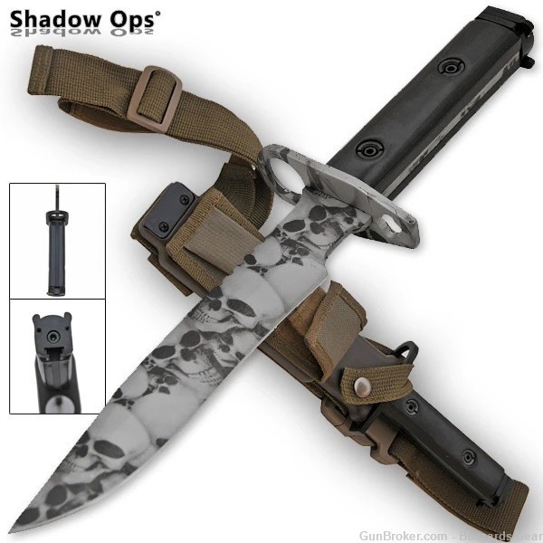 Heavy Duty Shadow Ops AR-15 Bayonet Undead Skull - Grey-img-0